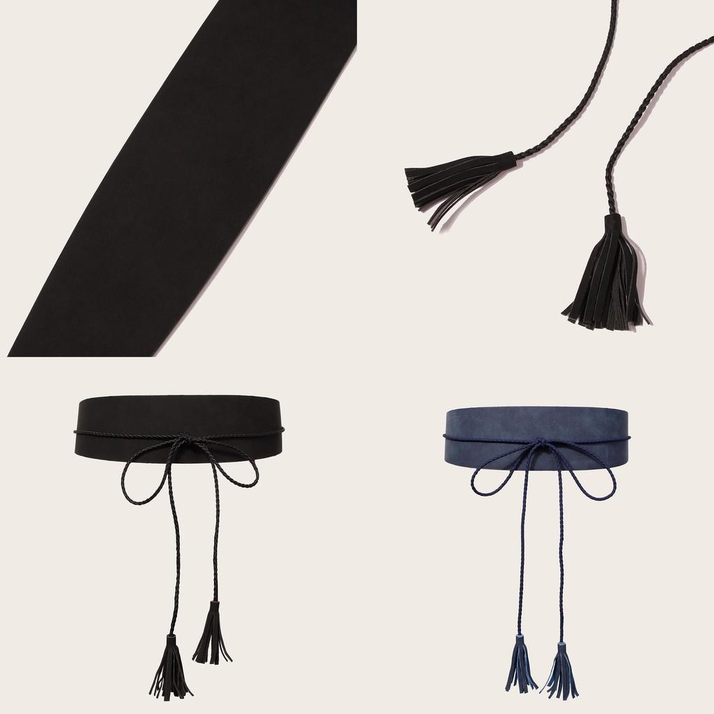 Trendy Boho Fringe Rope Waist Belt Handmade Wide Faux Leather For Casual Women Fashion