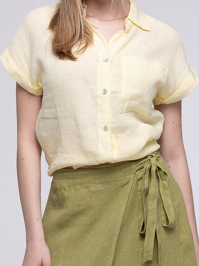 WOMEN' LINEN SHIRT BLOUSE WITH POCKET
