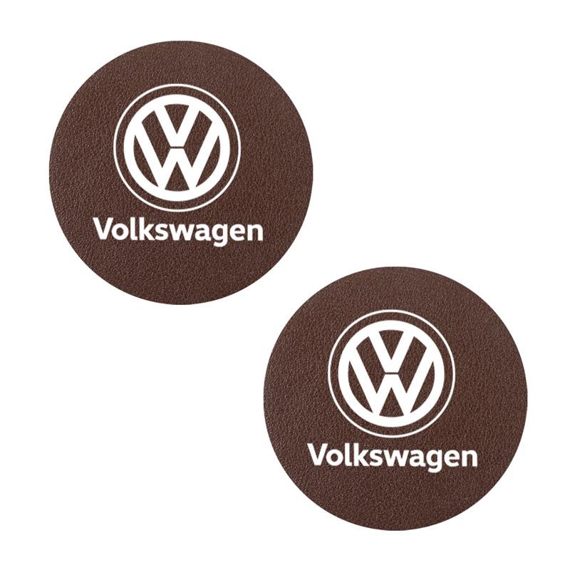 For Volkswagen VW 2Pcs Car Coasters Carbon Fiber Cup Holder Mat For VW Golf Passat b6 Jetta Car Interior Accessories Decorative Coasters keychain