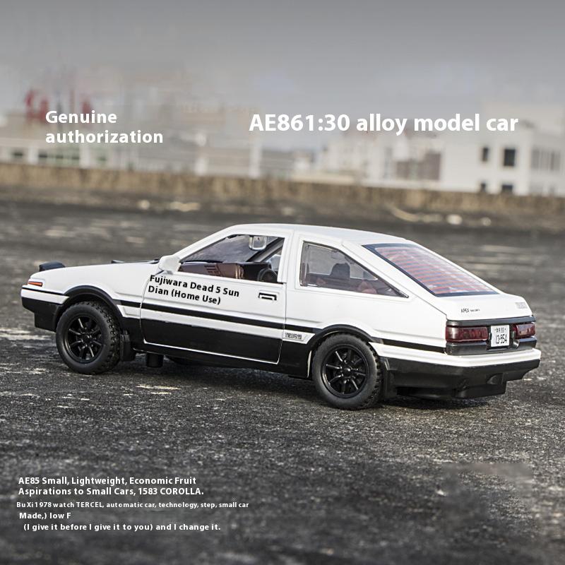 1:30AE86 Alloy Model Car, Cool Sound and Light, Strong Return Force, Four-wheel Shock Absorption, Exquisite Desktop Ornaments