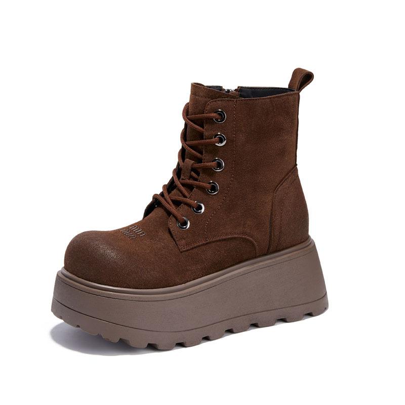 

Small thick-soled inner height increase Martin boots children s autumn and winter new casual short boots genuine tide 39 коричневий