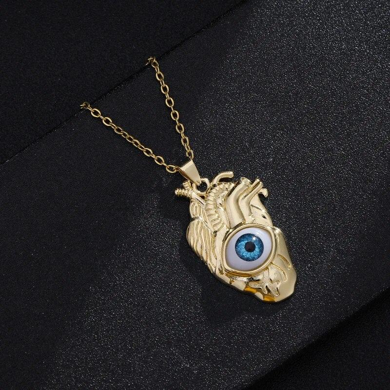 Fashion Turkish Lucky Evil Eye Necklace Women 8 Style Blue Eyes Female Charm Fashion Enamel Heart-shape Palm Necklace Jewelry