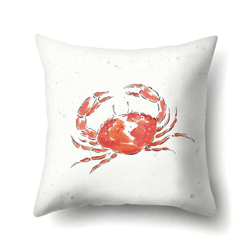 Polyester Pillowcase Peach Leather Velvet Cushion Cover Marine Life Seahorse Octopus Printed Pillow Bedside Cushion Cover