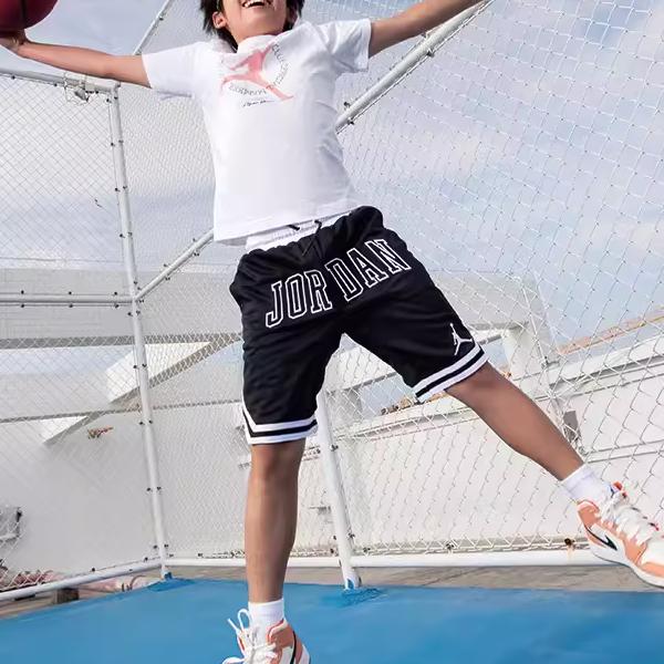 Jordan Kids Alphabet Logo Print Crew Neck Short Sleeve T-Shirt Kids Tops White FQ1039-100