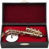 Maxmartt Miniature Alto Saxophone Replica with Stand and Case - Gold Plated Instrument Model Ornaments