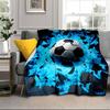 Soccer Ball Bursting Through Blanket Flannel Blanket for Bed, Sofa, Camping, Hiking, Picnic Essentials, Gift for Family Fan Gifts