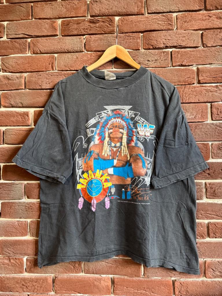 92’ WWF Tatanka Vintage 90s Rare Wrestling Rap Tee Black L Unisex T-Shirt