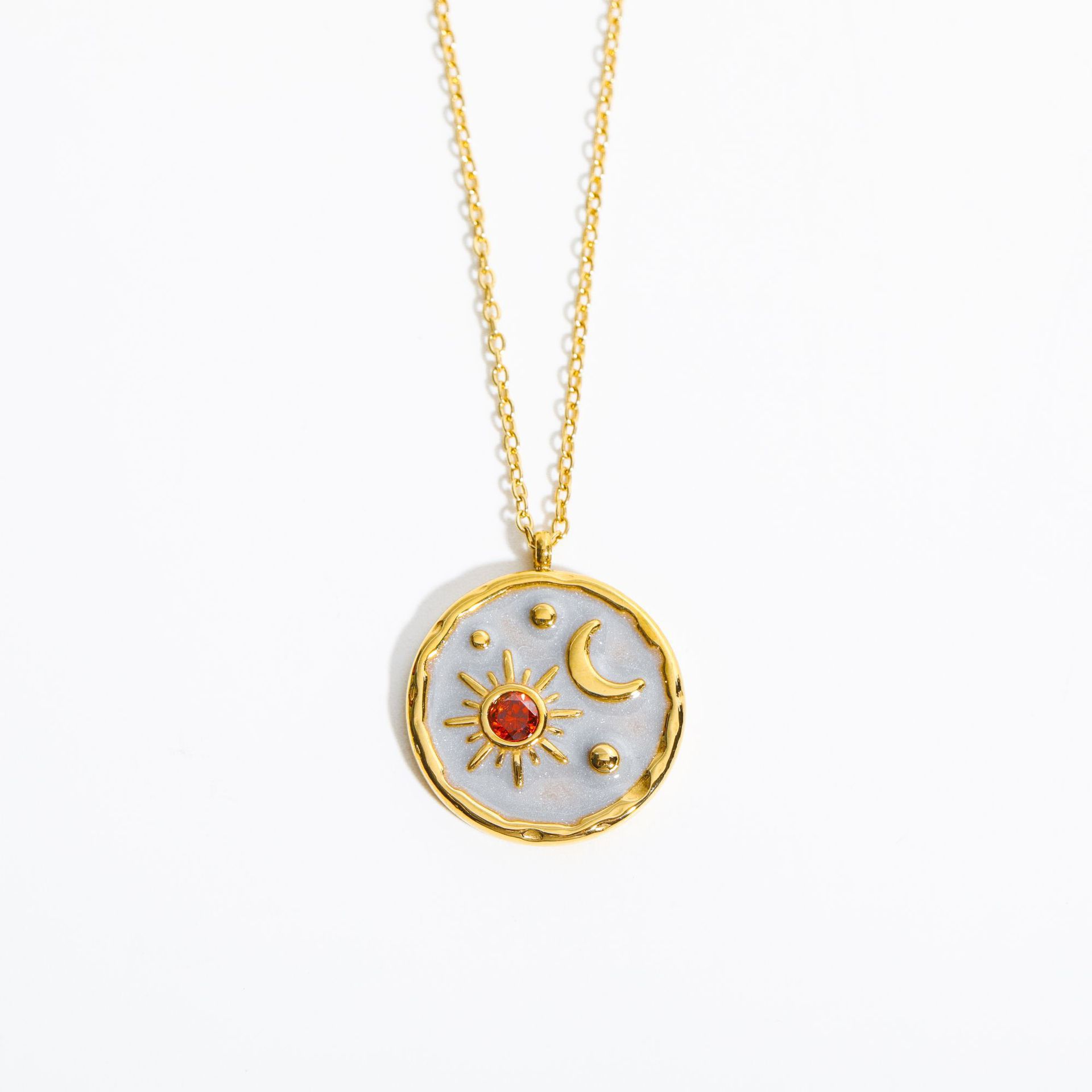 

Titanium Steel Star Moon Birthstone December Birthstone Necklace Female, Vintage