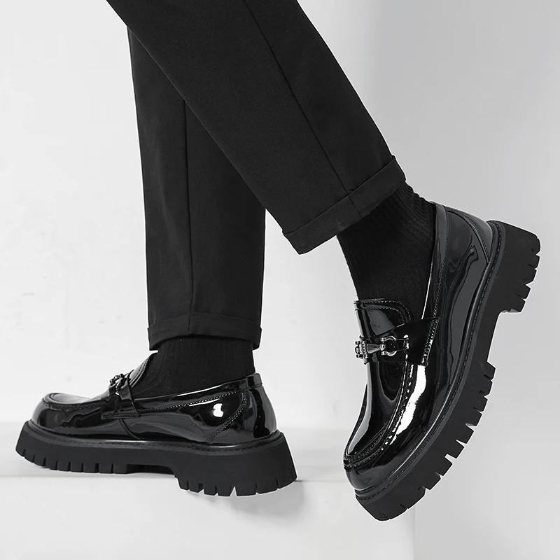 Fashion Comfortable Club Shoe Men Stylish Thick Bottom Footwear All-match Man Leather Loafers Lightweight Flats Business Work Shoes Male