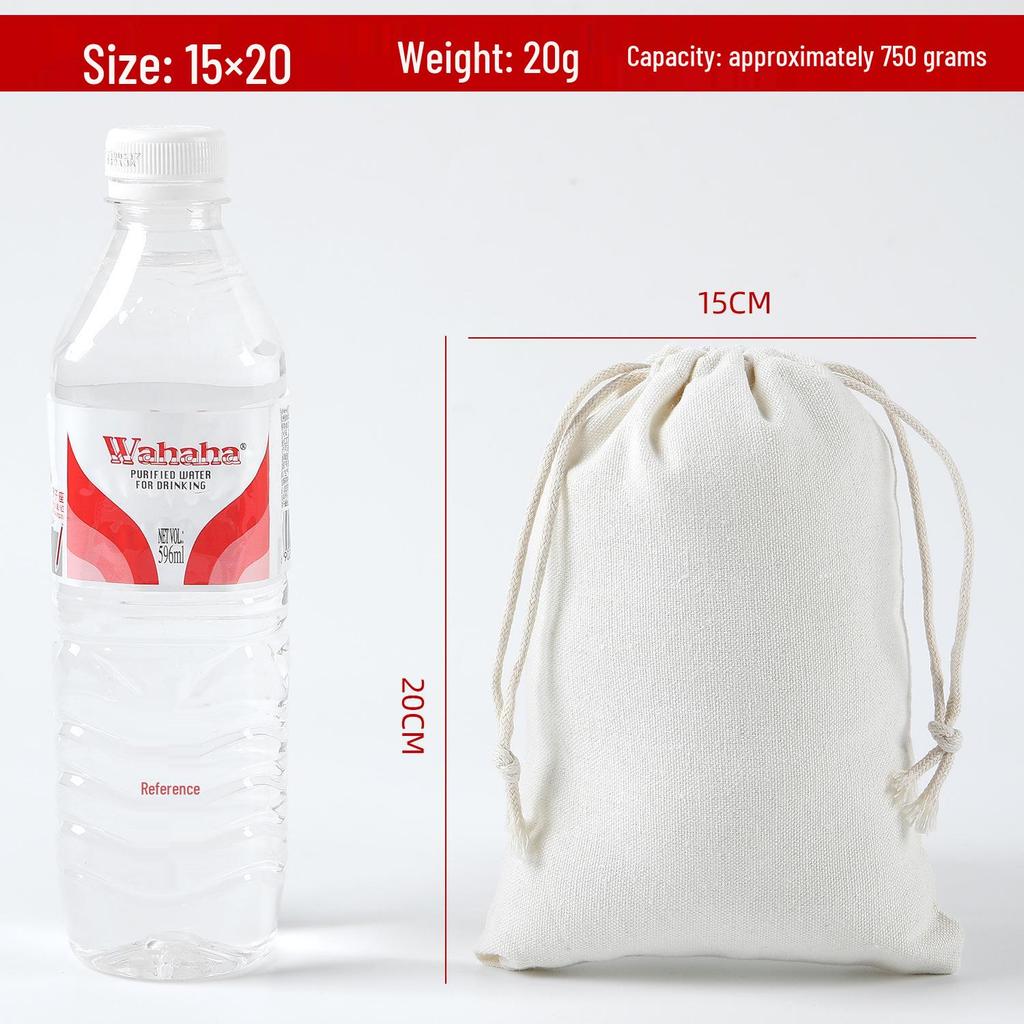 Cotton Linen Drawstring Canvas Bag, Single Layer Breathable Storage for Sundries