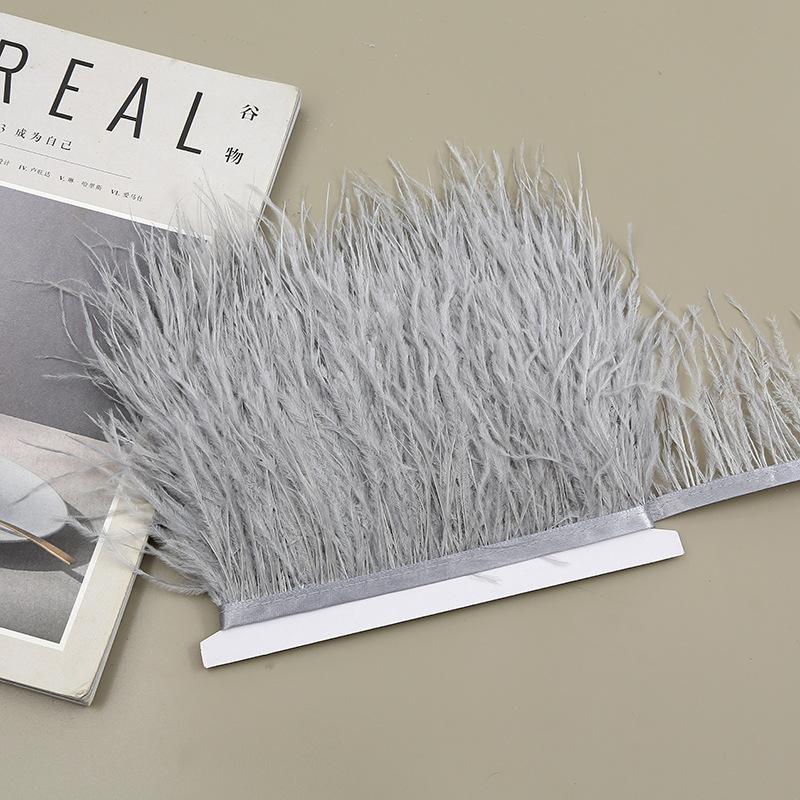 Color 8-10 Cm Ostrich Hair Cloth Edge Clothing Cuffs Hem Ostrich Feather Strips Cloth With Accessories Lace
