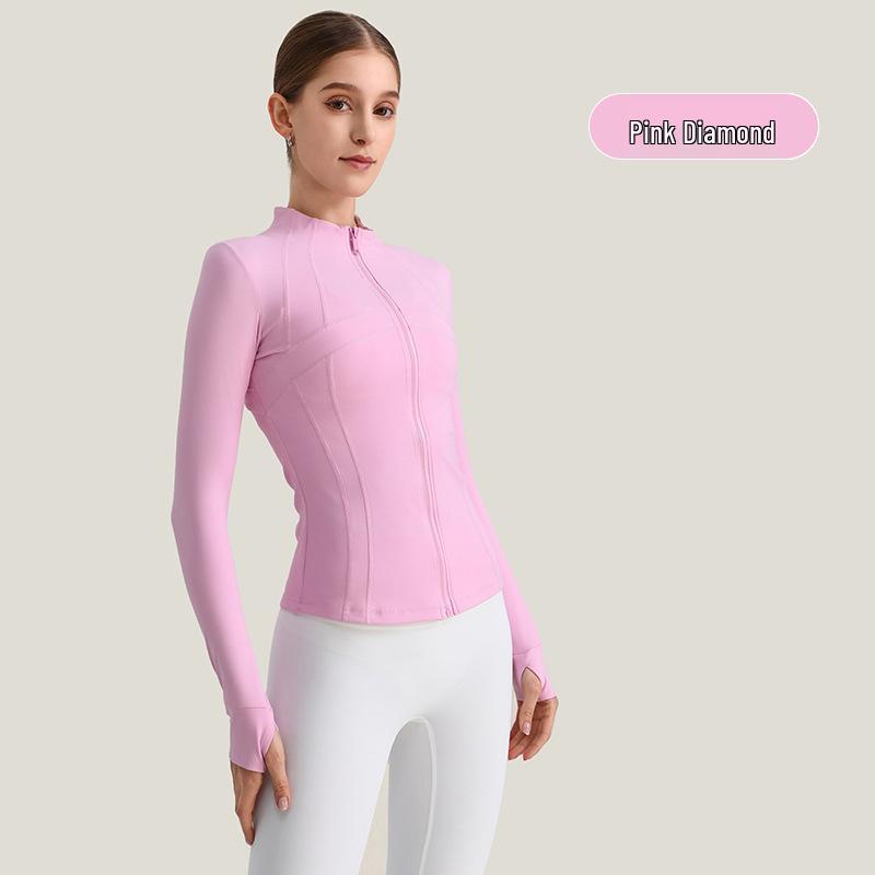Women's Slim-Fit Quick-Dry High Elastic Yoga Jacket with Stand Collar
