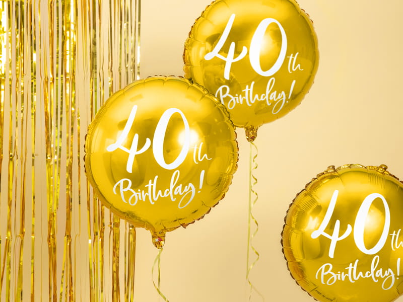 Balon Foliowy 40Th Birthday Złoty 45Cm