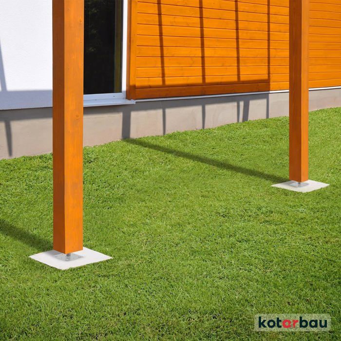 Post Support 80 X 80 Mm - Adjustable Height from 90 To 150 Mm - Galvanized Screw-in - KOTARBAU®