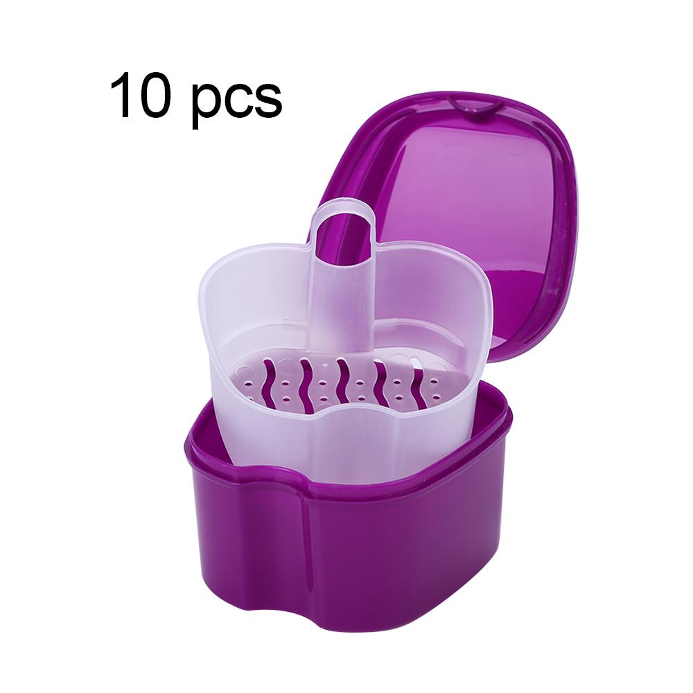 10Pcs Denture Box With Net Leakage Dental False Teeth Storage Box With Hanging Net Container Cleaning Tooth Boxes