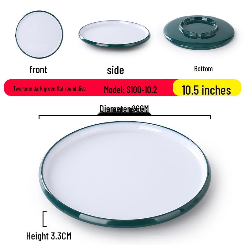 Nordic Round Melamine Shallow Plate for Buffets and Stir-Fry Dishes