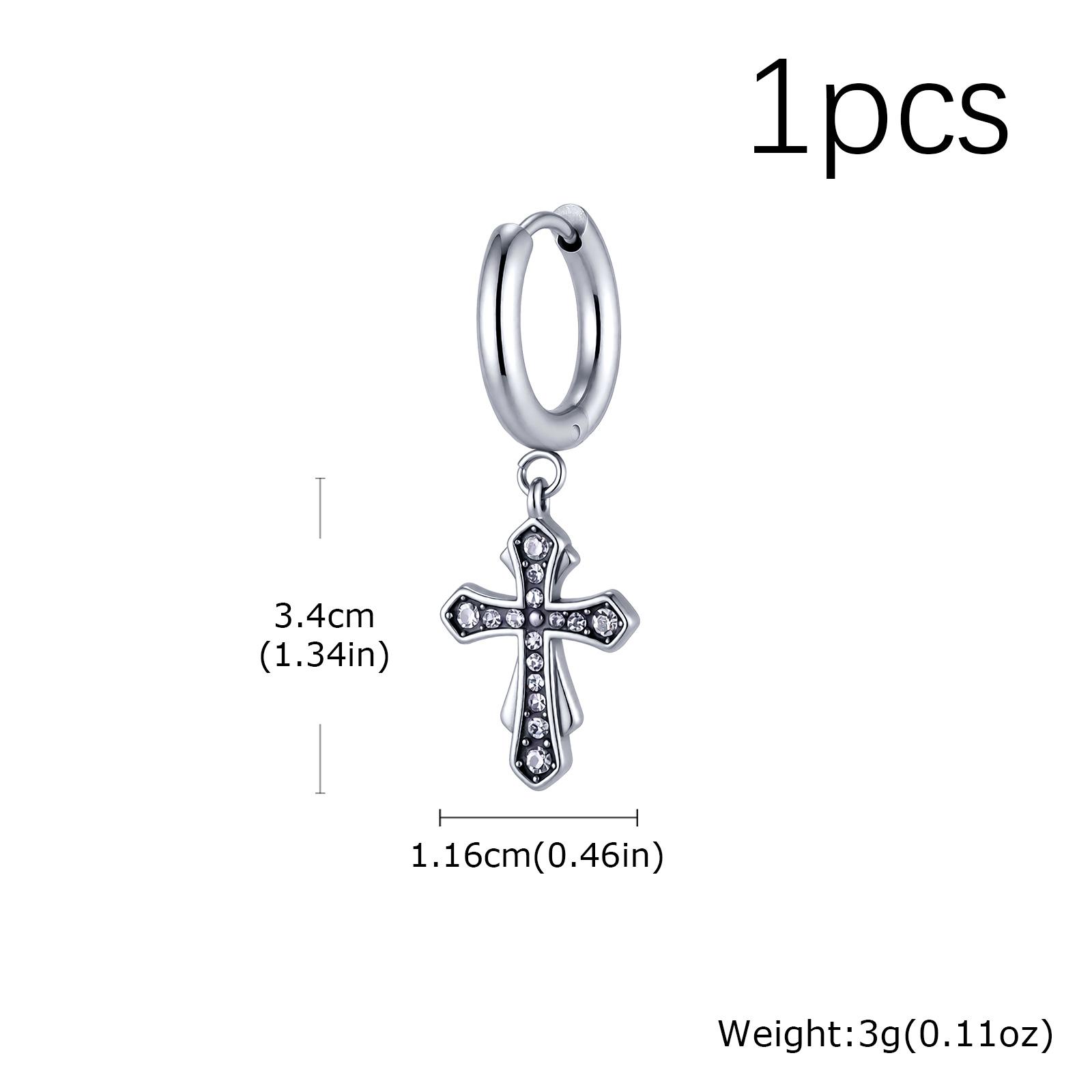 High Quality Cross Hoop Earring for Men,Hypoallergenic Stainless Steel Cross Charms Pierced Earring,Hip Hop Trendy Jewelry