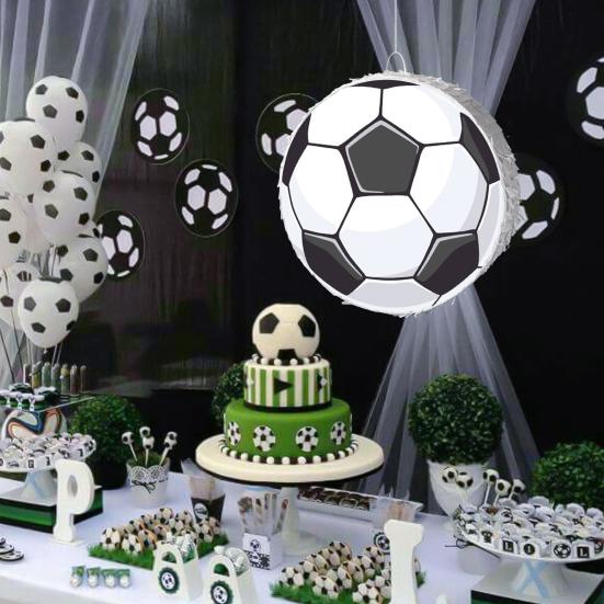 Soccer Pinata Pull String Soccer Ball Pinata with Stick Blindfold Confetti Sports Theme Birthday Party Favors for Kids Adults