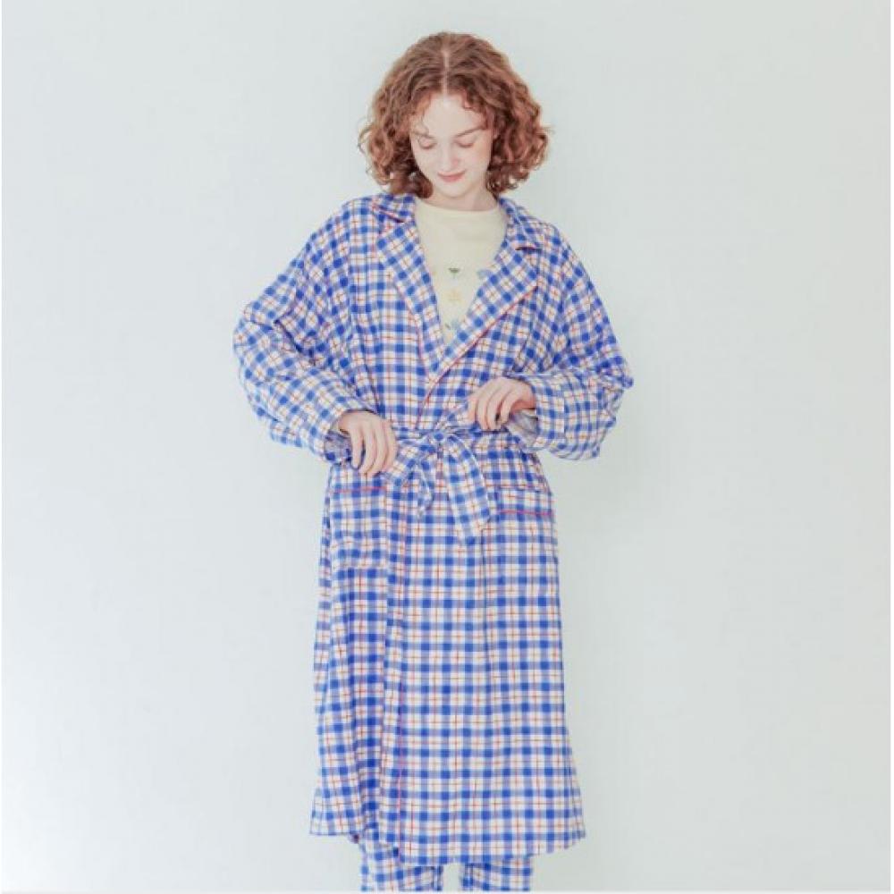 Sunday Lounge Women S Blue Water Check Robe Swjjagn0029