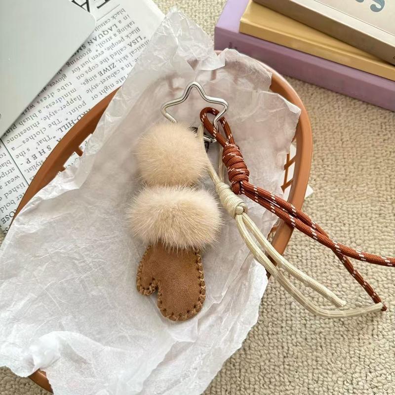 

Yogodlns Женские подвески для сумки из искусственного меха, мини-перчатки, милые, кавайные, сладкие аксессуары для сумки, многофункциональная высококачественная подвеска для рюкзака one size верблюд