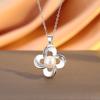 Autumn and Winter S925 Silver Flower Necklace Simple High-end Pearl Neck Chain Temperament Light Luxury Pendant Single Pendant Accessories Women