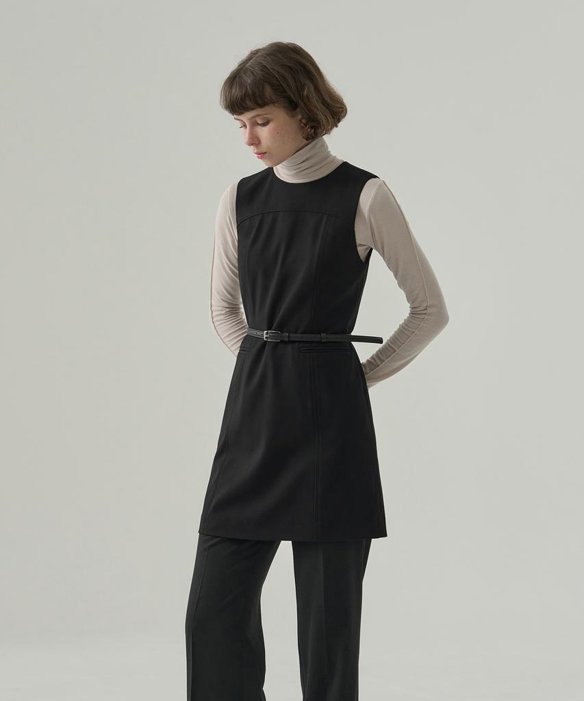 Deuloupisumeon Welt Pocket Sleeveless Mini Dress [Black]