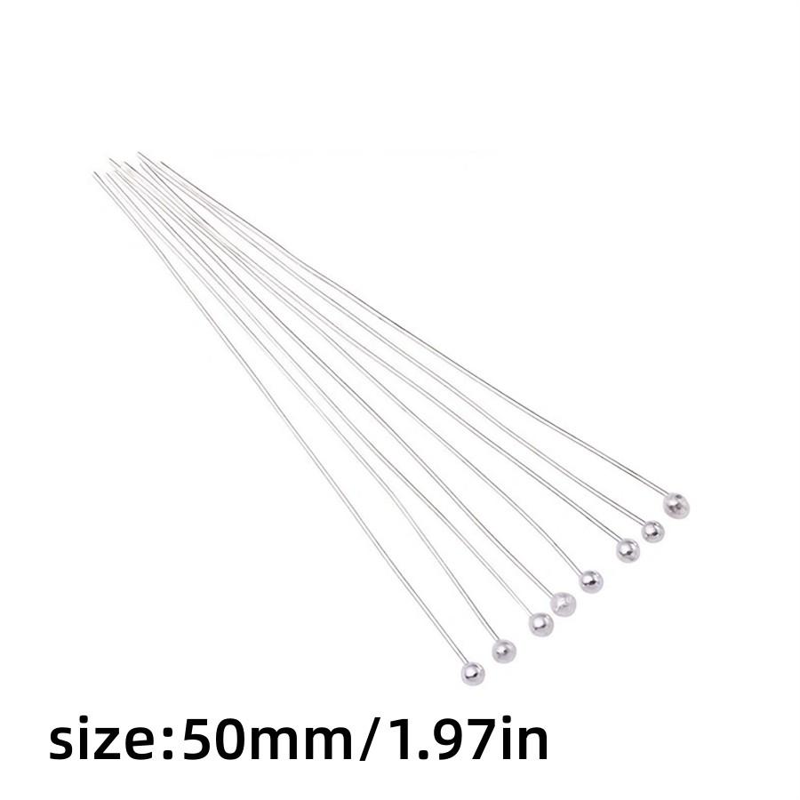 

100 шт./лот Шариковые булавки Посеребренные Позолоченные Булавки с головкой для нанизывания бусин Изготовление ювелирных изделий Сделай сам Ремесло Ручная работа Аксессуары 50mm-100Pcs старый серебряный