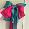 Contrast Color Satin Ribbon Headdress Sweet Christmas Hair Accessory  Festival