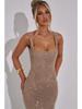 Elegant 2025 Sequin Rhinestone Bodycon Evening Dress with Double Shoulder Strap