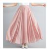Long A-line Skirt In Cotton and Linen with Elastic Waist In Pure Color for Summer and Autumn