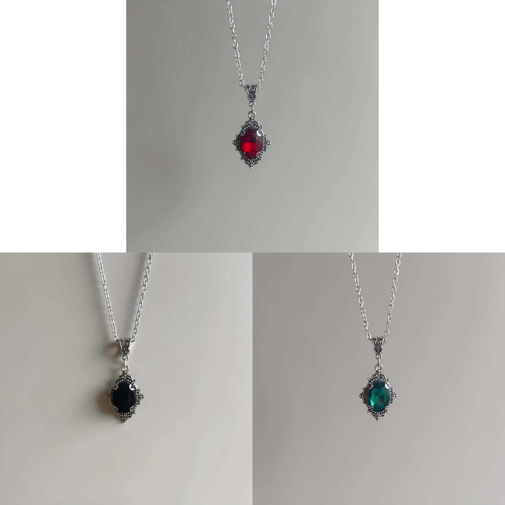 Collana Ciondolo Rubino Vittoriano per Donna con Catena in Lega e Pietre Preziose Eleganti per Feste