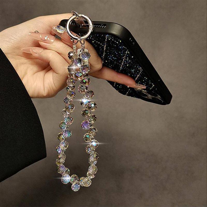 1Pc Luxury Crystal Beads Portable Chain Wrist Bag Lanyard Clip Mobile Phone Keychain Pendant Lanyard Fashion
