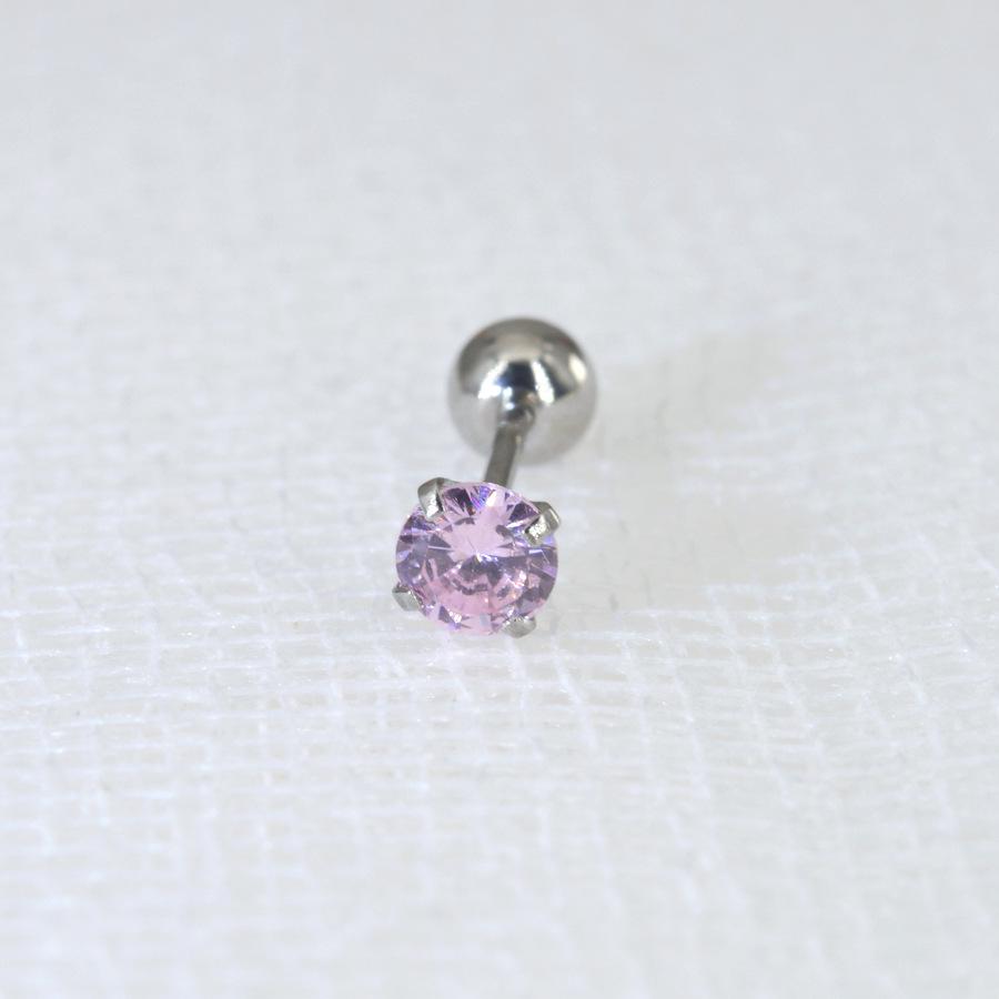 0.8mm Thick Minimalist Zircon 3-Prong Stud Earrings, Stainless Steel Screw for Ear Cartilage, Available in 1.5-5mm.