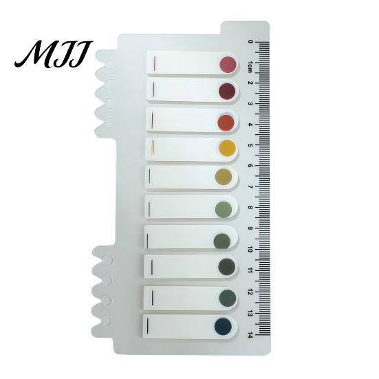 Student Stationery Supplies Index Sticker Tabs with Built-in Scale Ruler, Morandi Color Transparent Professional File Sorting PET Page Markers,