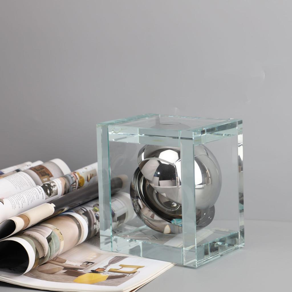 Crystal Square Ball Ornaments Modern Minimalist Bedroom Study Living Room Desktop Porch Jewelry Geometric Aesthetic Ornaments