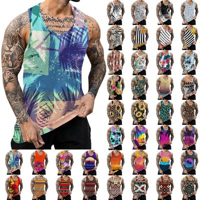 Mens Summer Surf Beach Tank Top Large Size Casual Breathable Sleeveless Top Loose  Print Tank Top Man Shirt
