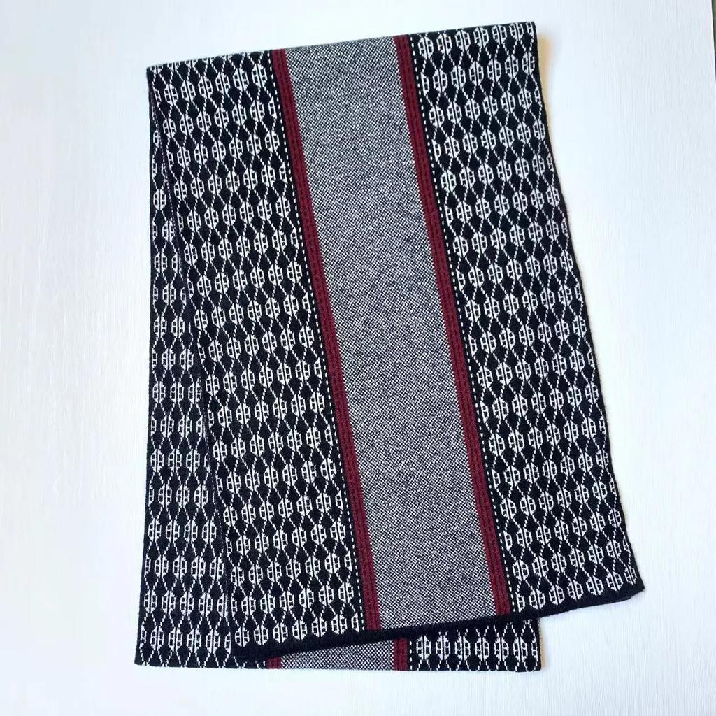 New Chic Scarf Men Autumn and Winter Cashmere Long Business Muffler Male Jacquard Thermal Wool Thick Knit Scarf Gents Cold Day