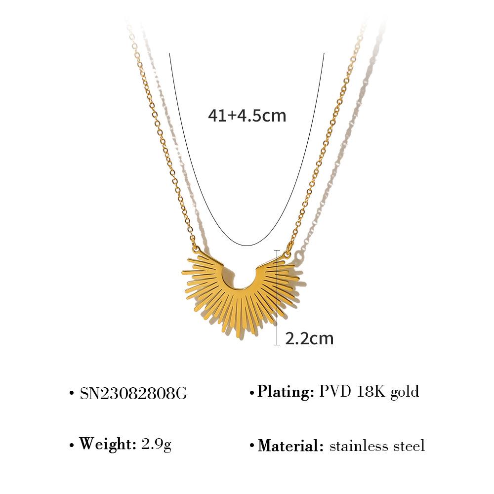 Wind Simple Sunflower Titanium Steel Women'S Short Necklace Radial Pattern Stainless Steel Necklace