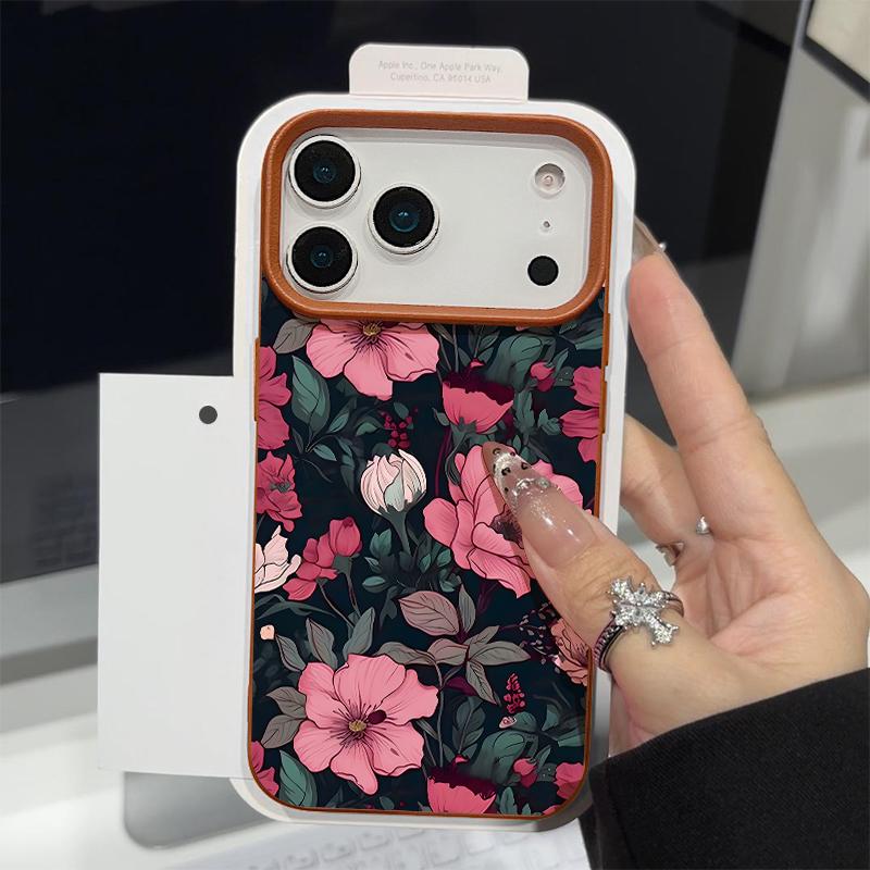 Leather Texture TPU Phone Case For iPhone 17 17e 16e 16 15 Pro Max 14 13 Pro Max 11 Oil Painting Flower Soft Silicone Back Cover