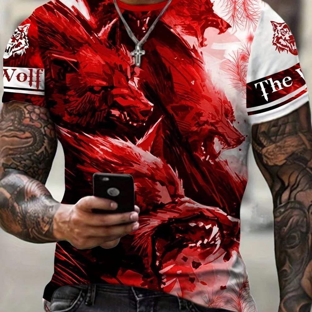 

3D Animal Print Pullover O Neck Casual Short Sleeve Tees Fashion Street Sweatshirt Male Oversized Tops 5XL