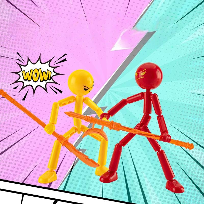 1 Set Novelty Action Figure Stickman Assembled Robot Movable 3D Printing Mannequin Multi-Jointed Stickman Toy