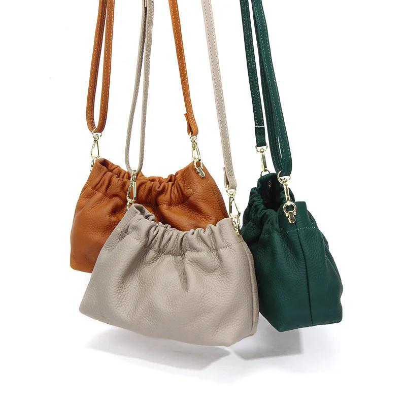 Cloud Clutch Purses for Women Dumpling Bag Soft Genuine Leather Underarm Bag Cowhide Handbag Small Flap Crossbody Bags
