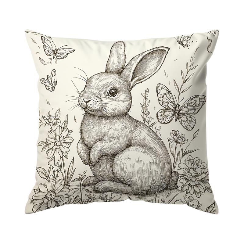 1 Pc Easter Day Cushion Cover Retro Bunny Pillow Cover Easter Rabbit Pillowcase Home Decorative Throw Pillow Case 45X45Cm