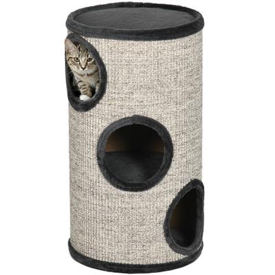 Scratching Barrel with 3 Levels, Incl. Scratching Surface Made of Sisal Rope, Scratching Barrel for Cats, 38 Cm X 38 Cm X 70 Cm, Gray