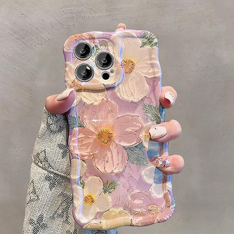 Luxus Blume Muster Laser Handyhülle Für Für Iphone 11 12 13 14 15 16 17 Pro Max Stoßfester Bumper Hüllen Abdeckung