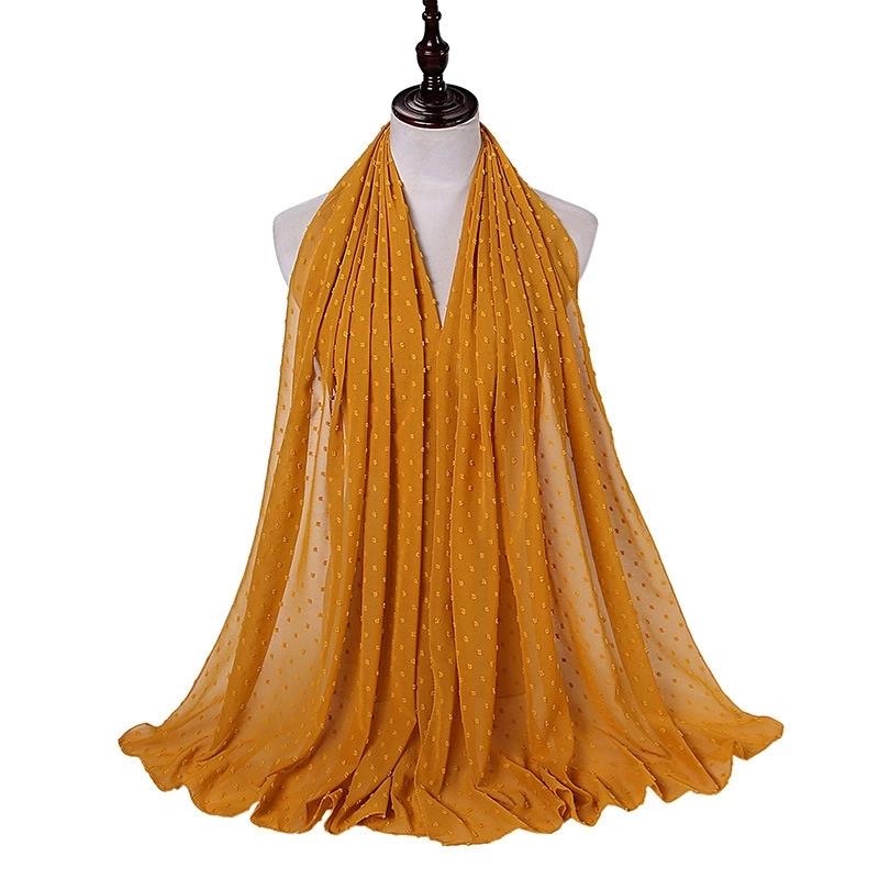 Solid Pearl Chiffon Hijab Scarf Woman Muslim Hijab Shawls Ladyies Ethnic Islamic Turban