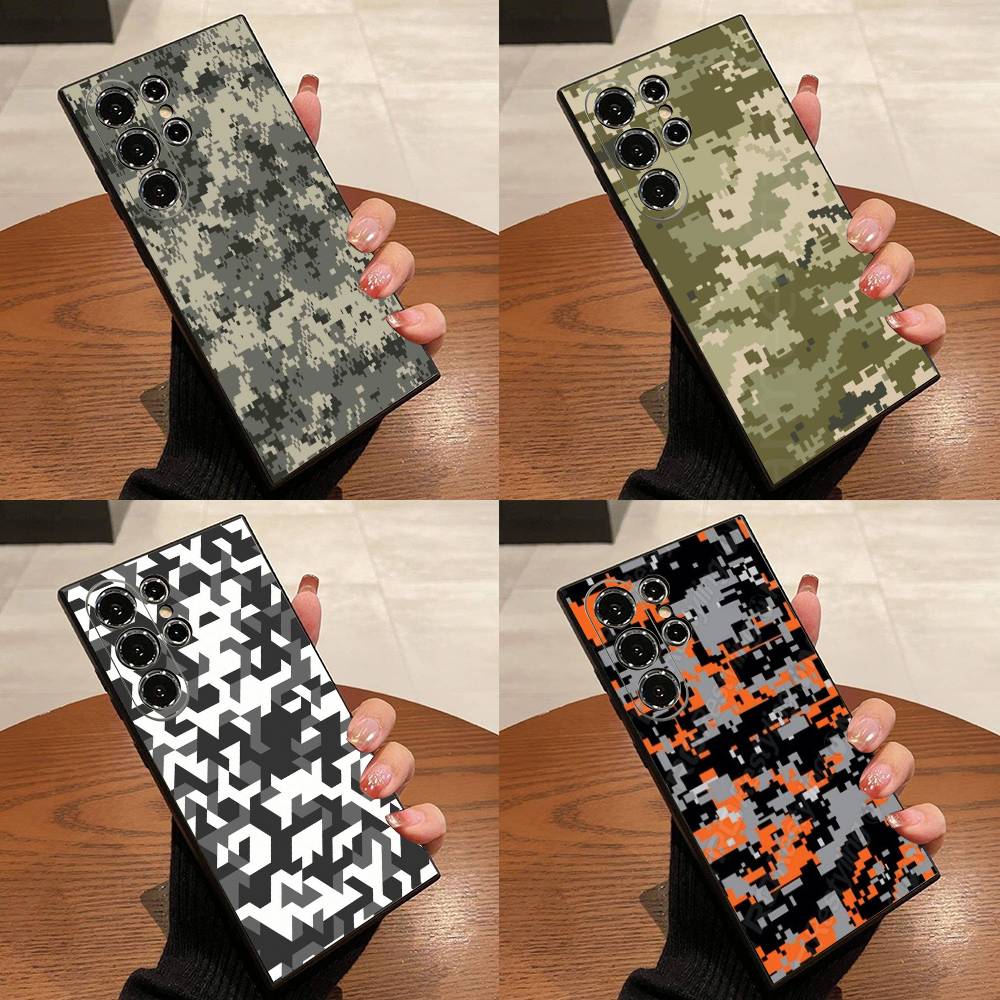 C-Camouflage-E Luxury Black Phone Case For Samsung Galaxy S23 S24 S25 Ultra S22 Plus S21