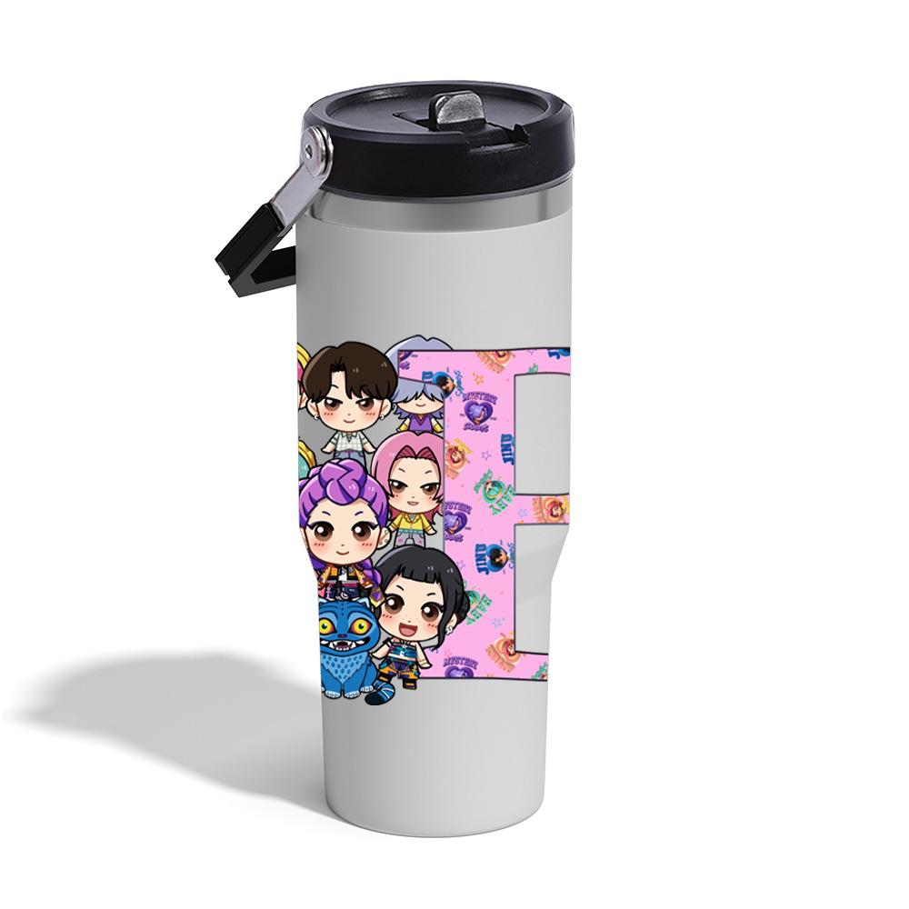 30Oz Anime K-Pop Demon Hunters Stainless Steel Vacuum Cup Hot Cold 6-12 Hours Retention Eco Friendly Bpa Free Largeautomotive Holder Flask Kid Gift