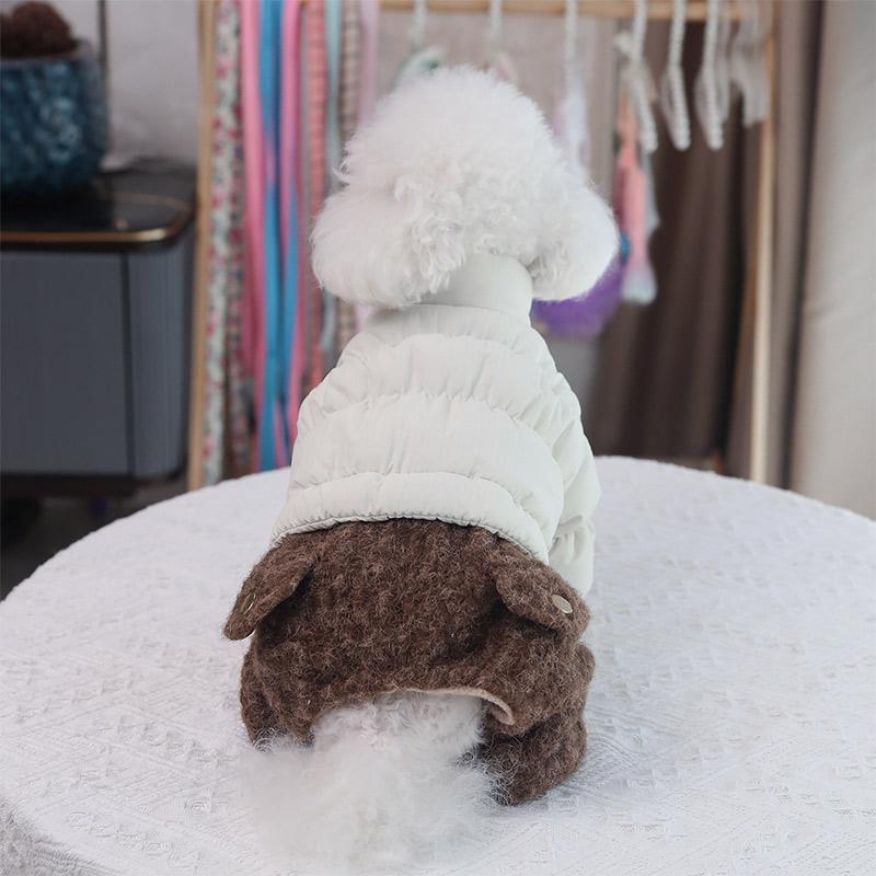 New Winter Pet Clothes Outdoor Four-legged Sweater Dogs Thermal Cotton Coat with Hood Suit for Teddy Bichon Frise