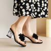 Clear Heels Women's Slippers Sweet Bowtied Summer Shoes PVC Transparent Sandals Women Yellow White Party Shoes Large Size 48